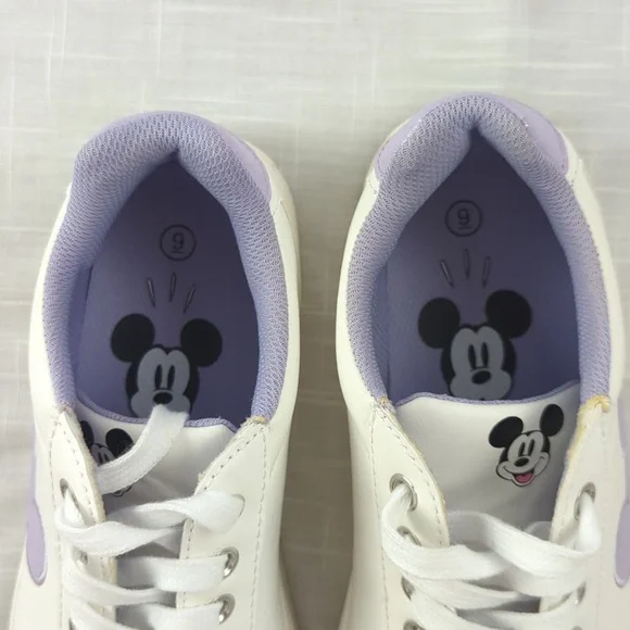 Disney Mickey Mouse sneakers, white & lavender shoes, women's size 9 - Picture 8 of 11